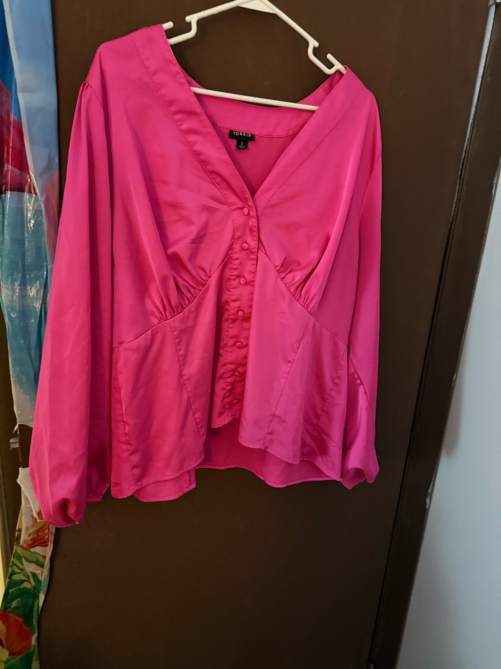 torrid Hot Pink V-Neck Button-Front Blouse